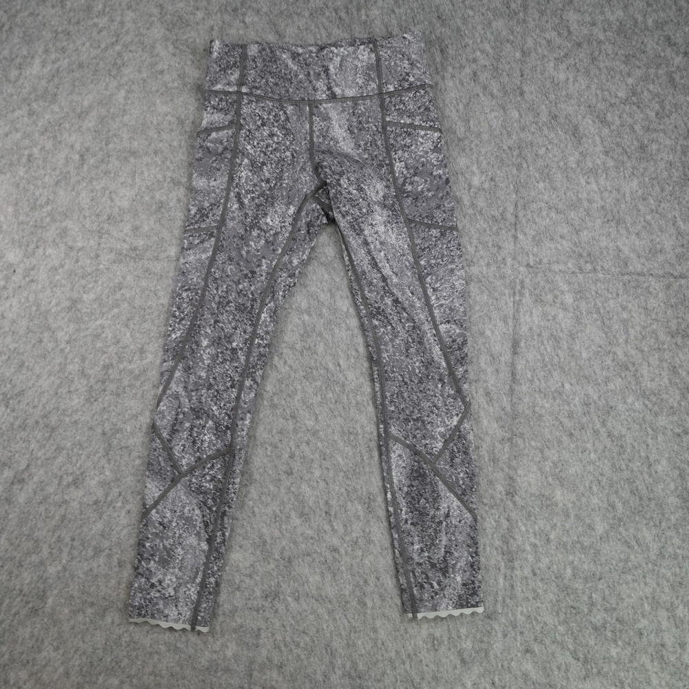 Lululemon‎ Leggings Womens 4 Gray Tight Stuff Scalloped Hem Pocket High Rise